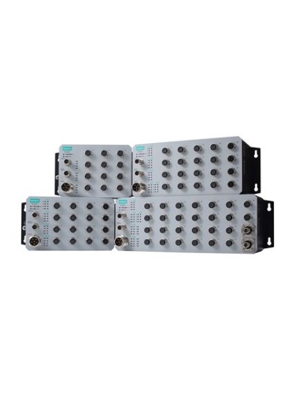 Moxa (TN-4528A-16PoE-4GPoE-WV-CT-T) 16 PoE 10/100BaseT(X) ports with M12 connector, 8 10/100BaseT(X) ports with M12 connector, 4 PoE 10/100/1000BaseT(X) ports with M12 connector, 1 (dual input) 24 to 110 VDC power supply, -40 to 75°C operating temperature 1