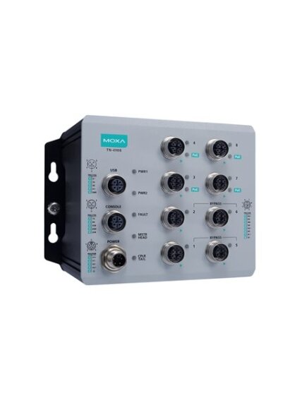 Moxa (TN-4908-ETBN-F-4GPoE-4GTXBP-WV-CT-T) IEC 61375 ETBN industrial secure firewall router with 8 Gigabit Ethernet ports including 4 Gigabit Ethernet PoE+ ports, 4 Gigabit Ethernet ports with bypass relay, total 50 W power budget, 24 to 110 VDC power inp Moxa (TN-4908-ETBN-F-4GPoE-4GTXBP-WV-CT-T) IEC 61375 ETBN industrial secure firewall router with 8 Gigabit Ethernet ports including 4 Gigabit Ethernet PoE+ ports, 4 Gigabit Ethernet ports with bypass relay, total 50 W power budget, 24 to 110 VDC power inp