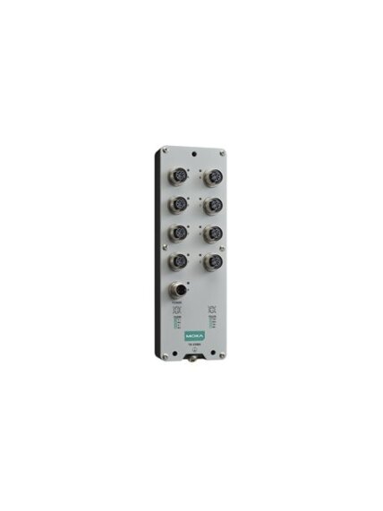 Moxa (TN-5308A-WV-T) EN 50155 unmanaged Ethernet switch with 8 10/100BaseT(X) ports, M12 connector, single power input, 24 to 110 VDC, -40 to 70°C operating temperature Moxa (TN-5308A-WV-T) EN 50155 unmanaged Ethernet switch with 8 10/100BaseT(X) ports, M12 connector, single power input, 24 to 110 VDC, -40 to 70°C operating temperature