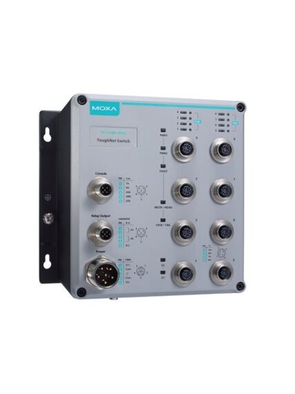Moxa (TN-5510A-8PoE-2GTX-WV-T) 8 10/100BaseT(X) with 802.3at PoE+ and 2 GE ports with M12 connector, power input 24 to 110 VDC, -40 to 75°C operating temperature 1 Moxa (TN-5510A-8PoE-2GTX-WV-T) 8 10/100BaseT(X) with 802.3at PoE+ and 2 GE ports with M12 connector, power input 24 to 110 VDC, -40 to 75°C operating temperature 1