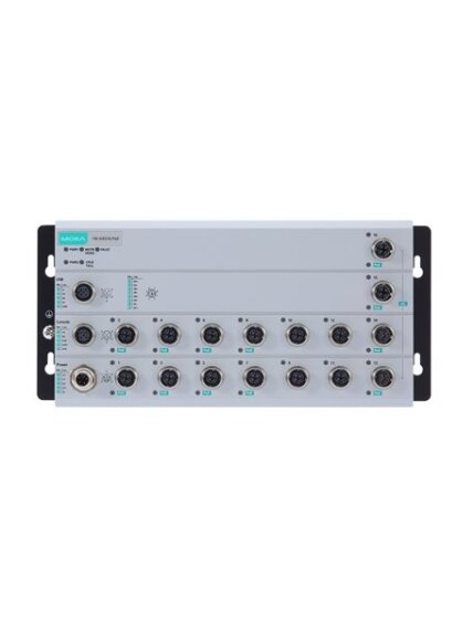 Moxa (TN-G4516-8GPoE-4XGPoE-WV-T) EN 50155 Layer 2 multi-Gigabit switch with 4 Gigabit Ethernet ports, 8 Gigabit Ethernet PoE+ ports, 4 10G Ethernet PoE+ ports, 120 W PoE power budget, 24 to 110 VDC power input, IP40, -40 to 70°C operating temperature 3