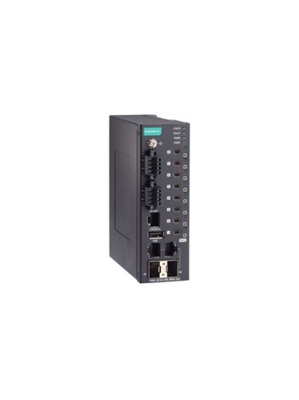 Moxa (TWS-3010-SPE-8PB-2GC-T) Managed single-pair Ethernet switch with 2 10/100/1000BaseT(X) or 100/1000BaseSFP ports, 8 10BASE-T1L ports with IEC 63171-2 SPE connectors and PoDL power classes 10, 11, and 12, dual 24 VDC power supplies, -40 to 75°C operat