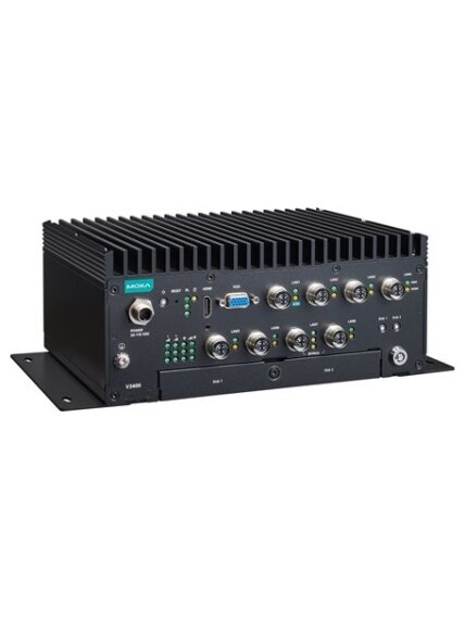 Moxa (V3408-TL3-W-CT-T) x86 computers with Intel® Core™ i3-1115G4E processor, 8 GbE ports, 2 serial ports, 2 DIs, 2 DOs, 2 USB 3.0 ports, 1 HDMI port, 1 VGA port, 2 hot-swappable HDD/SSD slots, multiple expansion slots for wireless modules, 24 to 110 VDC Moxa (V3408-TL3-W-CT-T) x86 computers with Intel® Core™ i3-1115G4E processor, 8 GbE ports, 2 serial ports, 2 DIs, 2 DOs, 2 USB 3.0 ports, 1 HDMI port, 1 VGA port, 2 hot-swappable HDD/SSD slots, multiple expansion slots for wireless modules, 24 to 110 VDC