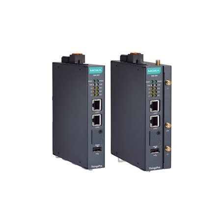 Moxa (AIG-301-EU-AZU-LX) 2 prievadų Modbus į Azure pažangūs IIoT tinklų sietuvai, komplektacija: Arm® Cortex™-A7 dviejų branduolių 1 GHz procesorius, Azure IoT Edge, LTE Cat. 4 modulis ES regionui, Darbinė temperatūra: -20...70 °C