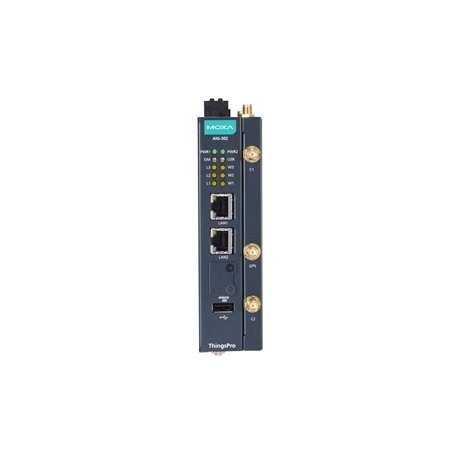 Moxa (AIG-302-T-AZU-LX) 2 prievadų Modbus RTU/ASCII/TCP į MQTT/Azure debesijai pritaikytas tinklų sietuvas, komplektacija: Arm® Cortex™-A7 dviejų branduolių 1GHz procesorius, Azure IoT Edge programinė įranga, Darbinė temperatūra: -40...85 °C 2