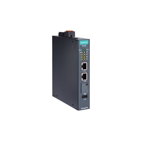 Moxa (AIG-302-T-AZU-LX) 2 prievadų Modbus RTU/ASCII/TCP į MQTT/Azure debesijai pritaikytas tinklų sietuvas, komplektacija: Arm® Cortex™-A7 dviejų branduolių 1GHz procesorius, Azure IoT Edge programinė įranga, Darbinė temperatūra: -40...85 °C