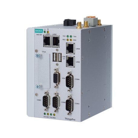 Moxa (AIG-501-T-AP-AZU-LX) 4 prievadų Modbus į Azure pažangūs IIoT tinklų sietuvai, komplektacija: Intel Atom® keturių branduolių 1.91 GHz procesorius, Azure IoT Edge, LTE Cat. 4 modulis Azijos ir Ramiojo vandenyno regionui, Darbinė temperatūra: -40...70  3