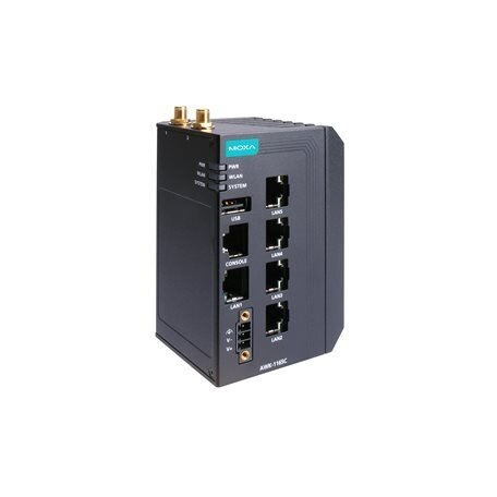Moxa (AWK-1165C-US-T) pramoninis Wi-Fi 6 (802.11ax) belaidis klientas, komplektacija: 5 10/100/1000BaseT(X) prievadai, IP30, US dažnių juosta, Darbinė temperatūra: -40...75 °C