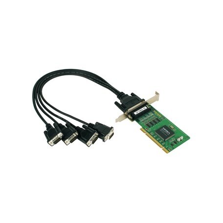 Moxa (CP-104UL-DB25M) 4 prievadų RS-232 Žemo profilio universali PCI nuosekliojo ryšio plokštė, Darbinė temperatūra: 0...55 °C (apima DB25 kištukas kabelis) 2