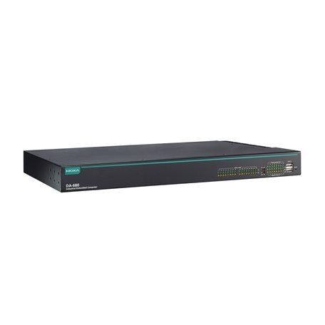 Moxa (DA-680-I-8-WL3-H) IEC 61850-3 1U Montuojamas į spintą kompiuteris, komplektacija: 8 kartos Intel® Core™ i3-8145UE procesorius, 8 GbE prievadai, 8 RS-485 nuosekliojo ryšio prievadai, 2 skaitmeniniai išėjimai (DO), 1 VGA prievadas, 3 USB 3.0 prievadai