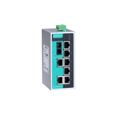 Moxa (EDS-208A-M-SC) nevaldomas Ethernet komutatorius, komplektacija: 7 10/100BaseT(X) prievadai, 1 100BaseFX daugiamodis prievadas su SC jungtis, Darbinė temperatūra: -10...60 °C