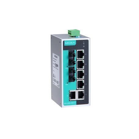 Moxa (EDS-208A-MM-ST-T) nevaldomas Ethernet komutatorius, komplektacija: 6 10/100BaseT(X) prievadai, 2 100BaseFX daugiamodis prievadai su ST jungtys, Darbinė temperatūra: -40...75 °C Moxa (EDS-208A-MM-ST-T) nevaldomas Ethernet komutatorius, komplektacija: 6 10/100BaseT(X) prievadai, 2 100BaseFX daugiamodis prievadai su ST jungtys, Darbinė temperatūra: -40...75 °C