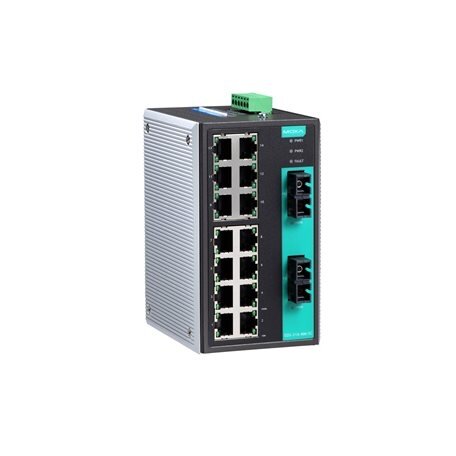 Moxa (EDS-316-MM-SC-T) nevaldomas Ethernet komutatorius, komplektacija: 14 10/100BaseT(X) prievadai, 2 100BaseFX daugiamodis prievadai su SC jungtys, relė išėjimas įspėjimas, Darbinė temperatūra: -40...75 °C 3