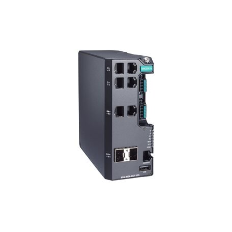 Moxa (EDS-4008-2GT-2GS-HV) valdomas Ethernet komutatorius, komplektacija: 4 10/100BaseT(X) prievadai, 2 10/100/1000BaseT(X) prievadai, 2 100/1000BaseSFP prievadai, vienas maitinimo šaltinis, 110/220 VAC/VDC, Darbinė temperatūra: -10...60 °C Moxa (EDS-4008-2GT-2GS-HV) valdomas Ethernet komutatorius, komplektacija: 4 10/100BaseT(X) prievadai, 2 10/100/1000BaseT(X) prievadai, 2 100/1000BaseSFP prievadai, vienas maitinimo šaltinis, 110/220 VAC/VDC, Darbinė temperatūra: -10...60 °C
