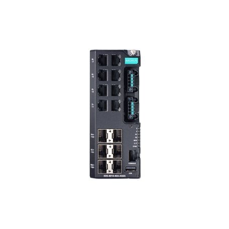 Moxa (EDS-4014-4GS-2QGS-LV-T) valdomas Ethernet komutatorius, komplektacija: 8 10/100BaseT(X) prievadai, 4 100/1000BaseSFP prievadai, 2 1000/2500BaseSFP prievadai, dvigubas maitinimas maitinimo šaltinis, 12/24/48 VDC, Darbinė temperatūra: -40...75 °C 2 Moxa (EDS-4014-4GS-2QGS-LV-T) valdomas Ethernet komutatorius, komplektacija: 8 10/100BaseT(X) prievadai, 4 100/1000BaseSFP prievadai, 2 1000/2500BaseSFP prievadai, dvigubas maitinimas maitinimo šaltinis, 12/24/48 VDC, Darbinė temperatūra: -40...75 °C 2
