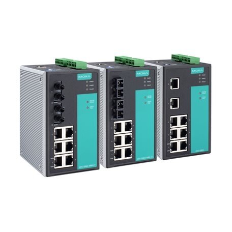 Moxa (EDS-508A-SS-SC) valdomas Ethernet komutatorius, komplektacija: 6 10/100BaseT(X) prievadai, 2 100BaseFX vienamodis prievadai su SC jungtys, Darbinė temperatūra: 0...60 °C 1