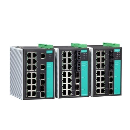 Moxa (EDS-518A-T) valdomas Gigabit Ethernet komutatorius, komplektacija: 16 10/100BaseT(X) prievadai, 2 kombinuotas 10/100/1000BaseT(X) arba 1000BaseSFP lizdai skirta pridedant SFP-1G serija Gigabit Ethernet moduliai, Darbinė temperatūra: -40...75 °C 1 Moxa (EDS-518A-T) valdomas Gigabit Ethernet komutatorius, komplektacija: 16 10/100BaseT(X) prievadai, 2 kombinuotas 10/100/1000BaseT(X) arba 1000BaseSFP lizdai skirta pridedant SFP-1G serija Gigabit Ethernet moduliai, Darbinė temperatūra: -40...75 °C 1