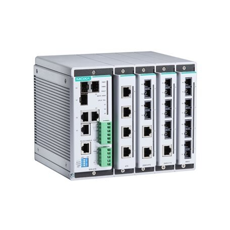 Moxa (EDS-619-T) kompaktiškas valdomas Ethernet komutatorius sistema, komplektacija: 3 10/100/1000BaseT(X) arba 100/1000BaseSFP lizdas kombinuoti prievadai,4 lizdai skirta 4 prievadų Fast Ethernet sąsaja moduliai, skirta a bendras of up į 19 prievadai, Da 1 Moxa (EDS-619-T) kompaktiškas valdomas Ethernet komutatorius sistema, komplektacija: 3 10/100/1000BaseT(X) arba 100/1000BaseSFP lizdas kombinuoti prievadai,4 lizdai skirta 4 prievadų Fast Ethernet sąsaja moduliai, skirta a bendras of up į 19 prievadai, Da 1