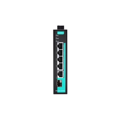 Moxa (EDS-G205-1GTXSFP) nevaldomas visi prievadai Gigabit, Ethernet komutatorius, komplektacija: 4 10/100/1000BaseT(X) prievadai, 1 kombinuotas 10/100/1000BaseT(X) arba 100/1000BaseSFP prievadas, Darbinė temperatūra: -10...60 °C 3
