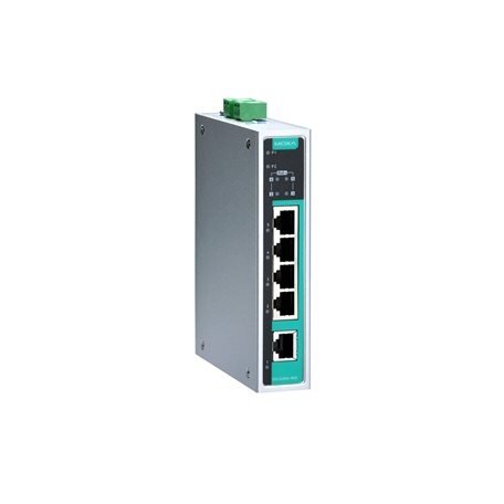 Moxa (EDS-G205A-4PoE) nevaldomas Gigabit PoE komutatorius, komplektacija: 4 PoE 10/100/1000BaseT(X) prievadai, 1 1000BaseT prievadas, Darbinė temperatūra: 0...60 °C