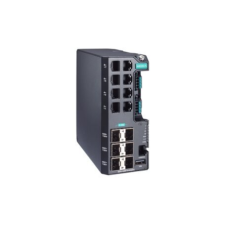 Moxa (EDS-G4014-6QGS-HV-T) valdomas Ethernet komutatorius, komplektacija: 8 10/100/1000BaseT(X) prievadai, 6 1000/2500BaseSFP prievadai, vienas maitinimo šaltinis, 110/220 VAC/VDC, Darbinė temperatūra: -40...75 °C Moxa (EDS-G4014-6QGS-HV-T) valdomas Ethernet komutatorius, komplektacija: 8 10/100/1000BaseT(X) prievadai, 6 1000/2500BaseSFP prievadai, vienas maitinimo šaltinis, 110/220 VAC/VDC, Darbinė temperatūra: -40...75 °C