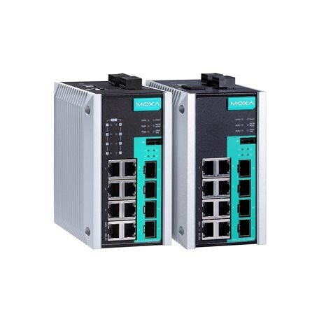 Moxa (EDS-G512E-8PoE-4GSFP) 12 prievadų visi prievadai Gigabit, valdomas Ethernet komutatorius, komplektacija: 8 10/100/1000BaseT(X) PoE/PoE+ prievadai, 4 100/1000BaseSFP lizdai, Darbinė temperatūra: -10...60 °C 1