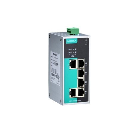 Moxa (EDS-P206A-4PoE-T) nevaldomas Ethernet komutatorius, komplektacija: 2 10/100BaseT(X) prievadai, 4 PoE prievadai, Darbinė temperatūra: -40...75 °C