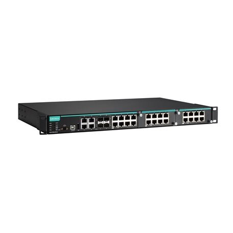 Moxa (IKS-6728A-8PoE-4GTXSFP-48-48-T) modulinis valdomas Montuojamas į spintą Ethernet PoE+ komutatorius, komplektacija: 8 built-viduje 10/100BaseT(X) PoE+ prievadai, 4 Gigabit varinis/SFP kombinuoti prievadai, 2 lizdai skirta Fast Ethernet PoE+ moduliai. 2 Moxa (IKS-6728A-8PoE-4GTXSFP-48-48-T) modulinis valdomas Montuojamas į spintą Ethernet PoE+ komutatorius, komplektacija: 8 built-viduje 10/100BaseT(X) PoE+ prievadai, 4 Gigabit varinis/SFP kombinuoti prievadai, 2 lizdai skirta Fast Ethernet PoE+ moduliai. 2