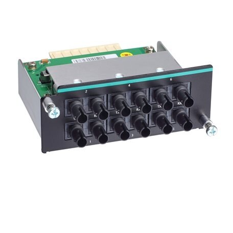 Moxa (IM-6700A-6MST) Fast Ethernet modulis, komplektacija: 6 daugiamodis 100BaseFX prievadai su ST jungtys Moxa (IM-6700A-6MST) Fast Ethernet modulis, komplektacija: 6 daugiamodis 100BaseFX prievadai su ST jungtys