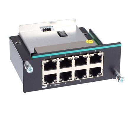 Moxa (IM-6700A-8PoE) Fast Ethernet PoE+ modulis, komplektacija: 8 100BaseT(X) PoE/PoE+ prievadai (skirta IKS-6728A-8PoE serija tik)