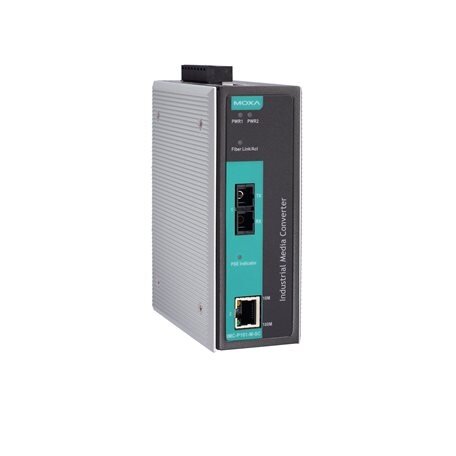 Moxa (IMC-P101-M-SC) PoE pramoninis 10/100BaseT(X) į 100BaseFX medijos keitiklis, daugiamodis prievadas su SC jungtis, Darbinė temperatūra: 0...60 °C