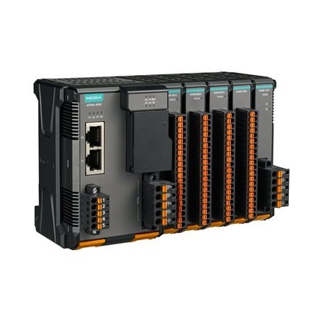 Moxa (ioThinx 4533-LX) pažangus modulinis valdiklis su integruotu nuosekliojo ryšio prievadas, dviejų branduolių 1 GHz CPU, Linux, Darbinė temperatūra: -20...60 °C 2