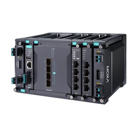 Moxa (MDS-G4012-4XGS-T) 2 lygmens visi prievadai Gigabit, modulinis valdomas Ethernet komutatorius, komplektacija: 4 fiksuotas 10GbE SFP+ lizdai, 2 lizdai skirta pasirinktinai 4 prievadų GE/FE moduliai, 2 lizdai skirta galvaniškai atskirtas maitinimas mod 3 Moxa (MDS-G4012-4XGS-T) 2 lygmens visi prievadai Gigabit, modulinis valdomas Ethernet komutatorius, komplektacija: 4 fiksuotas 10GbE SFP+ lizdai, 2 lizdai skirta pasirinktinai 4 prievadų GE/FE moduliai, 2 lizdai skirta galvaniškai atskirtas maitinimas mod 3