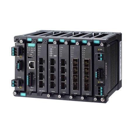 Moxa (MDS-G4020-T) 2 lygmens visi prievadai Gigabit, modulinis valdomas Ethernet komutatorius, komplektacija: 4 fiksuotas Gigabit Ethernet prievadai, 4 lizdai skirta pasirinktinai 4 prievadų GE/FE moduliai, 2 lizdai skirta galvaniškai atskirtas maitinimas 3