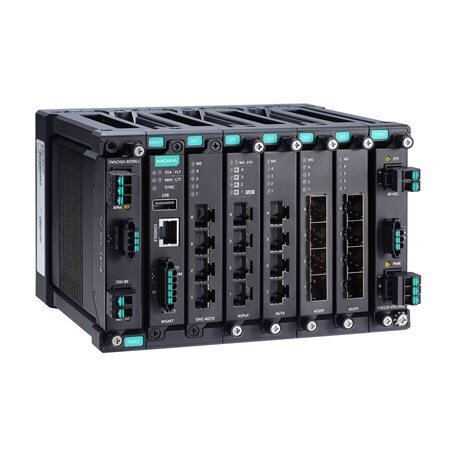 Moxa (MDS-G4020-T) 2 lygmens visi prievadai Gigabit, modulinis valdomas Ethernet komutatorius, komplektacija: 4 fiksuotas Gigabit Ethernet prievadai, 4 lizdai skirta pasirinktinai 4 prievadų GE/FE moduliai, 2 lizdai skirta galvaniškai atskirtas maitinimas