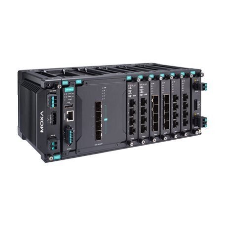 Moxa (MDS-G4028-L3-4XGS-T) 3 lygmens visi prievadai Gigabit, modulinis valdomas Ethernet komutatorius, komplektacija: 4 fiksuotas 10GbE SFP+ lizdai, 6 lizdai skirta pasirinktinai 4 prievadų GE/FE moduliai, 2 lizdai skirta galvaniškai atskirtas maitinimas  1