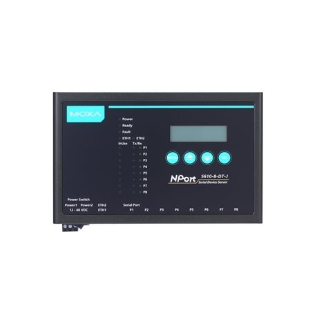 Moxa (NPort 5610-8-DT) 8 prievadų RS-232 stalinis įrenginių serveris, komplektacija: DB9 kištukas jungtys ir 48 VDC maitinimo įėjimas 3