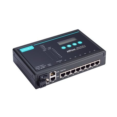 Moxa (NPort 5610-8-DT-J) 8 prievadų RS-232 stalinis įrenginių serveris su RJ45 jungtys ir 48 VDC maitinimo įėjimas