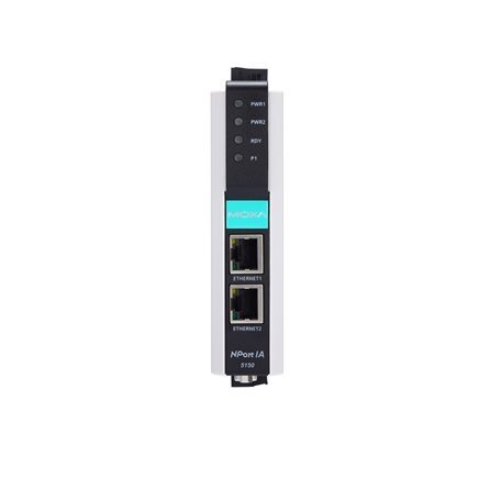 Moxa (NPort IA-5150I-S-SC) 1 prievadų RS-232/422/485 įrenginių serveris, komplektacija: 1 100BaseF(X) vienamodis šviesolaidis prievadas (SC jungtys) ir 2 kV optinis galvaninis atskyrimas, Darbinė temperatūra: 0...55 °C 3