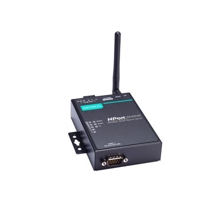 Moxa (NPort W2150A-W4-EU) 1 prievadų RS-232/422/485 belaidis įrenginių serveris, komplektacija: 802.11a/b/g/n WLAN EU dažnių juosta, EU kištukas, 12...48 VDC, Darbinė temperatūra: 0...55 °C