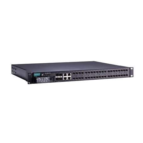 Moxa (PT-7528-12MSC-12TX-4GSFP-HV-HV) IEC 61850-3 valdomas Montuojamas į spintą Ethernet komutatorius, komplektacija: 12 100BaseFX prievadai (MSC), 12 10/100BaseT(X) prievadai, ir 4 1000BaseSFP prievadai, skirta a bendras of up į 28 prievadai, 2 galvanišk