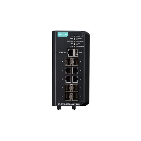 Moxa (PT-G510-8GSFP-PHR-HV-CT) IEC 61850-3 ir IEC 62439-3 visi prievadai Gigabit, valdomas Ethernet komutatorius, komplektacija: 10 100/1000Base SFP prievadai, galvaniškai atskirtas dvigubas maitinimas maitinimo šaltinis (88...300 VDC arba 85...264 VAC), 2 Moxa (PT-G510-8GSFP-PHR-HV-CT) IEC 61850-3 ir IEC 62439-3 visi prievadai Gigabit, valdomas Ethernet komutatorius, komplektacija: 10 100/1000Base SFP prievadai, galvaniškai atskirtas dvigubas maitinimas maitinimo šaltinis (88...300 VDC arba 85...264 VAC), 2