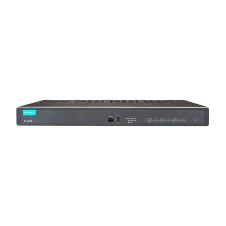 Moxa (PT-G7728) 2 lygmens modulinis valdomas Ethernet komutatorius, komplektacija: 2 100/1000BaseSFP ir 2 10/100/1000BaseT(X), 6 lizdai Ethernet moduliams ir 2 lizdai skirta maitinimo moduliai, skirta a didžiausias of 28G prievadai bendras 3