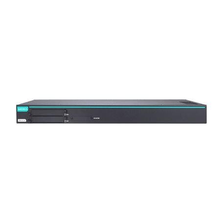 Moxa (RKP-A110-E4-8L-T) Montuojamas į spintą 1U kompiuteris, komplektacija: Intel Atom® x6425E procesorius, 12 LAN prievadai, 2 nuosekliojo ryšio prievadai, 8 skaitmeniniai įėjimai (DI), 8 skaitmeniniai išėjimai (DO), 3 USB 3.0 prievadai, 1 VGA prievadas, 3