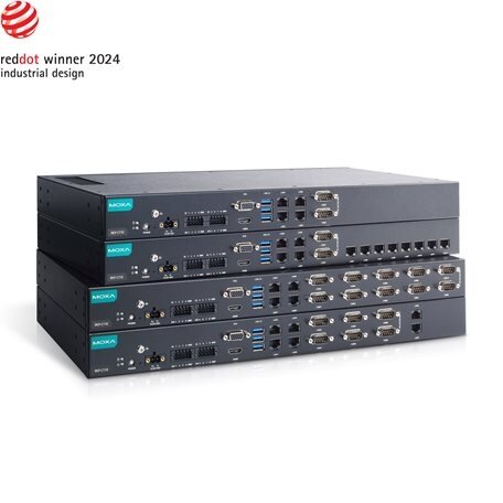 Moxa (RKP-C110-C3-8L-T) Montuojamas į spintą 1U kompiuteris, komplektacija: Intel® Core™ i3-1115G4E procesorius, 12 LAN prievadai, 2 nuosekliojo ryšio prievadai, 8 skaitmeniniai įėjimai (DI), 8 skaitmeniniai išėjimai (DO), 3 USB 3.0 prievadai, 1 VGA priev