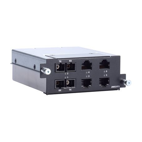 Moxa (RM-G4000-2MSC4TX) Fast Ethernet modulis, komplektacija: 2 daugiamodis 100BaseFX prievadai su SC jungtys, 4 10/100BaseT(X) prievadai