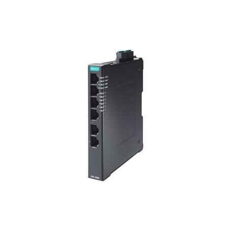 Moxa (SDS-3006-T) kompaktiškas pramoninis išmanusis Ethernet komutatorius, komplektacija: 6 10/100BaseT(X) prievadai, dvigubas 12/24/48 VDC maitinimo įėjimai, Darbinė temperatūra: -40...75 °C 3