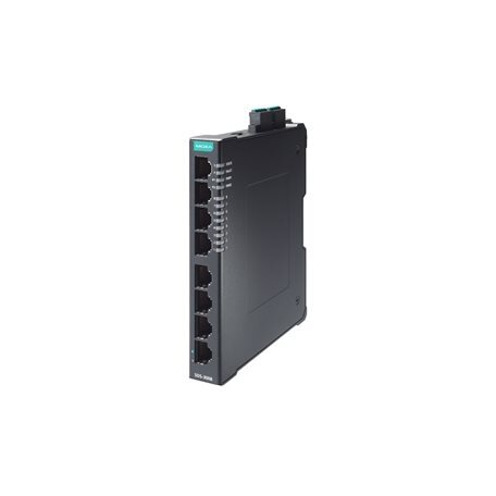 Moxa (SDS-3008-T) kompaktiškas pramoninis išmanusis Ethernet komutatorius, komplektacija: 8 10/100BaseT(X) prievadai, dvigubas 12/24/48 VDC maitinimo įėjimai, Darbinė temperatūra: -40...75 °C 3