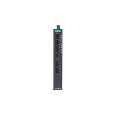 Moxa (SDS-G3006-T) kompaktiškas pramoninis visi prievadai Gigabit, išmanusis Ethernet komutatorius, komplektacija: 6 10/100/1000BaseT(X) prievadai, dvigubas 12/24/48 VDC maitinimo įėjimai, Darbinė temperatūra: -40...75 °C 2
