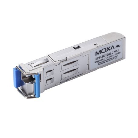 Moxa (SFP-1G20ALC-T) WDM-tipas (BiDi) SFP modulis, komplektacija: 1 1000BaseSFP prievadas su LC jungtis skirta 20 km perdavimas; TX 1310 nm, RX 1550 nm, Darbinė temperatūra: -40...85 °C